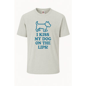 “I Kiss My Dog on the Lips” Funny Dog Lover T-Shirt | Unisex | White | Size XL